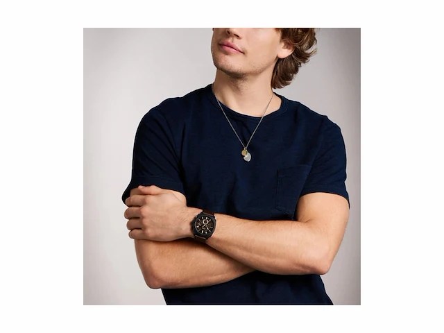 Fossil fs6101 heren horloge 44mm bruin - afbeelding 3 van  3