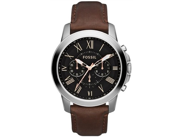 Fossil grant leather chronograph mens watch fs4813 bruin - afbeelding 1 van  5