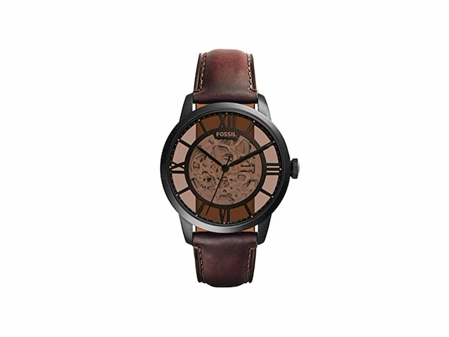 Fossil heren analoog automatisch horloge met lederen band me3105 meerkleurig 44 mm - afbeelding 1 van  2
