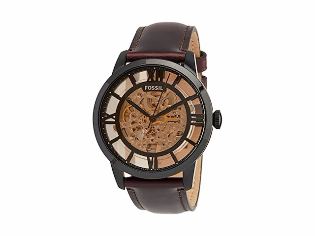 Fossil heren analoog automatisch horloge met lederen band me3105 meerkleurig 44 mm - afbeelding 2 van  2