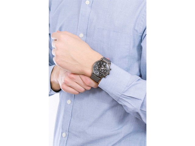 Fossil heren horloge neutra chrono, kastdiameter 44 mm,chronograafuurwerk, roestvrijstalen mesh-band - afbeelding 2 van  2