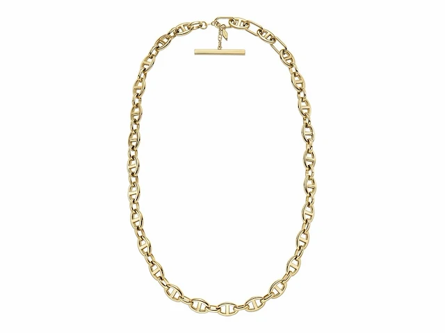 Fossil heritage d-link goudkleurige messing ankerschakel ketting voor dames - afbeelding 1 van  6