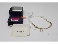 Fossil heritage d-link goudkleurige messing ankerschakel ketting voor dames - afbeelding 5 van  6