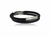 Fossil jf03185793 herenarmband 180 mm zwart leer - afbeelding 1 van  2