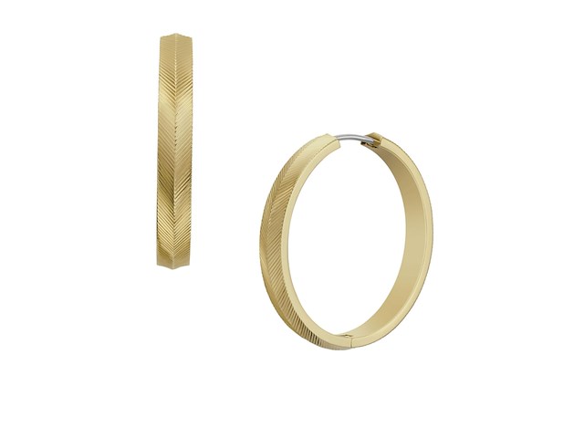 Fossil jf04538710 harlow linear texture goudkleurige roestvrijstalen hoepel oorbellen - afbeelding 4 van  4