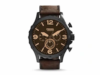Fossil nate horloge voor heren quartz chronograaf met roestvrij stalen of lederen horlogeband - afbeelding 1 van  2