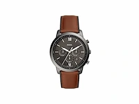 Fossil neutra horloge voor heren kwarts chronograaf uurwerk met leren band grijs - afbeelding 1 van  6