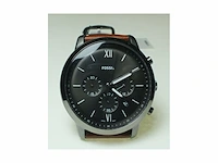 Fossil neutra horloge voor heren kwarts chronograaf uurwerk met leren band grijs - afbeelding 3 van  6