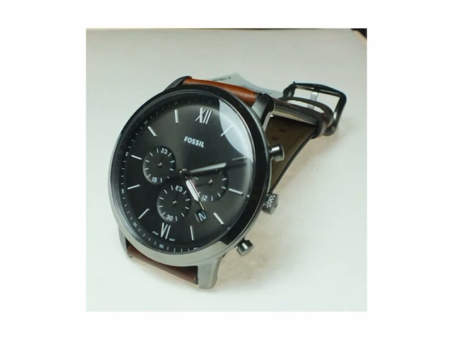 Fossil neutra horloge voor heren kwarts chronograaf uurwerk met leren band grijs - afbeelding 4 van  6