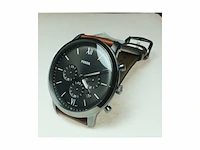 Fossil neutra horloge voor heren kwarts chronograaf uurwerk met leren band grijs - afbeelding 4 van  6