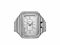 Fossil raquel horloge ring voor dames quartz uurwerk met roestvrij stalen band zilvertint - afbeelding 1 van  3