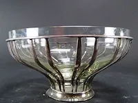 Fraaie verzilverde schaal met binnenbak - afbeelding 2 van  5