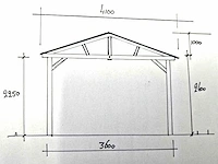 Frameconstructie klassiek zadeldak - 1230x410x340 cm - afbeelding 2 van  7