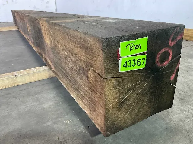 Frans eikenhouten balk gedroogd 403x29x29 cm - afbeelding 4 van  5