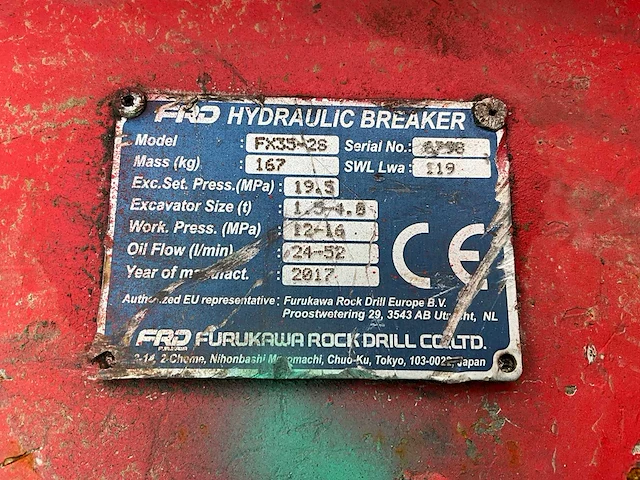 Frd furukawa fx35-2s voorzetapparatuur breekhamer - afbeelding 6 van  6