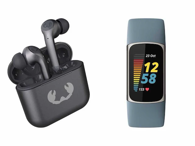 Fresh 'n rebel twins 3+ tip - true wireless in-ear headphones - storm grey + fitbit charge 5 - activity tracker - horloge met stappenteller - staalblauw - afbeelding 1 van  2