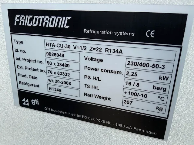 Frigotronic hta-cu-30 chiller koelinstallatie - afbeelding 5 van  5