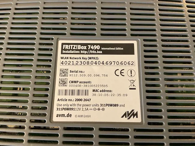 Fritz!box 7490 modem/router - afbeelding 2 van  2