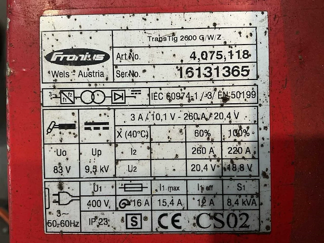 Fronius transtig 2600 lasapparaat - afbeelding 9 van  9