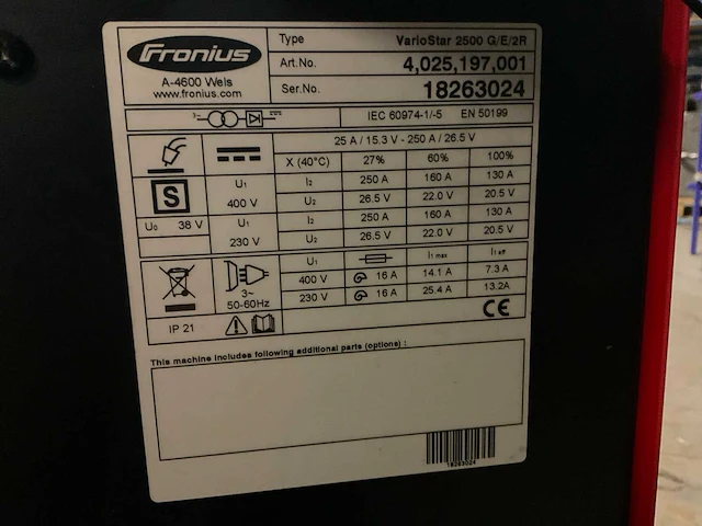 Fronius variostar 2500 mig lasapparaat - afbeelding 5 van  5