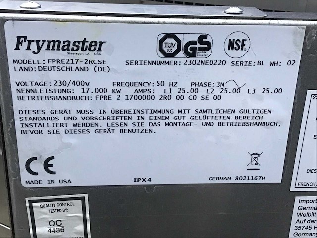 Frymaster - fpre217 - friteuse - afbeelding 7 van  7