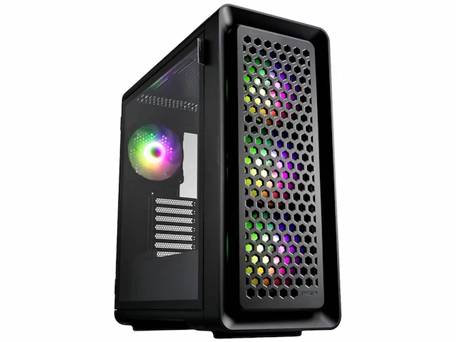 Fsp fortron cut593a midi tower gaming case zwart 4 voorgeïnstalleerde led ventilatoren zijvenster stoffilter - afbeelding 3 van  4