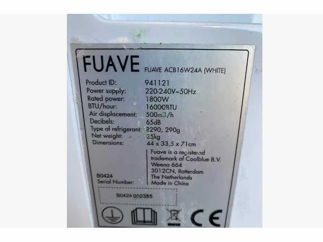 Fuave acb16w24a wit mobiele airco - afbeelding 6 van  6