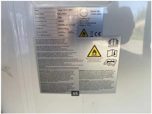Fuave acs16k01 airco wit - afbeelding 5 van  5