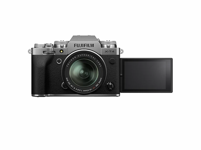 Fujifilm digital x-t4 systeemcamera x-trans cmos 4 sensor7,6 cm touch lcd met xf18-55mm f2.8-4 r lm ois lens kit, zilver - afbeelding 2 van  4