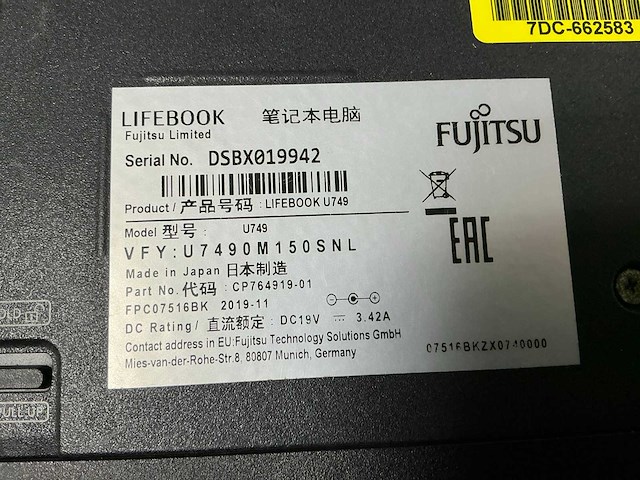 Fujitsu lifebook u759 - i5-8265u laptop - afbeelding 3 van  3