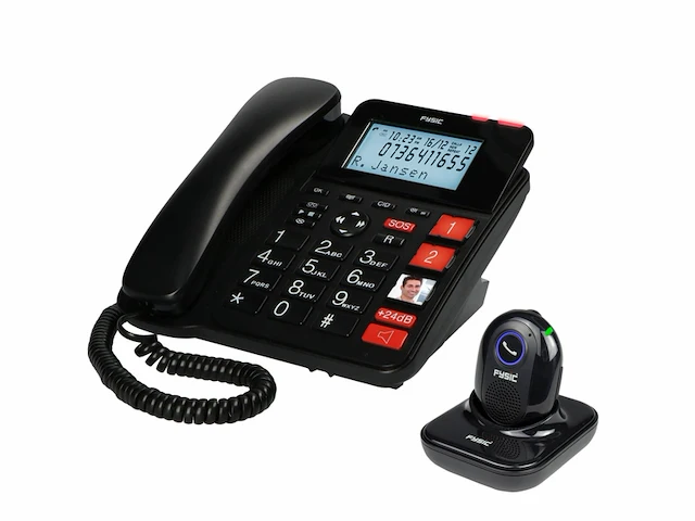 Fysic fx3960 vaste telefoon met antwoordapparaat en draadloze sos paniekknop, zwart - afbeelding 3 van  3