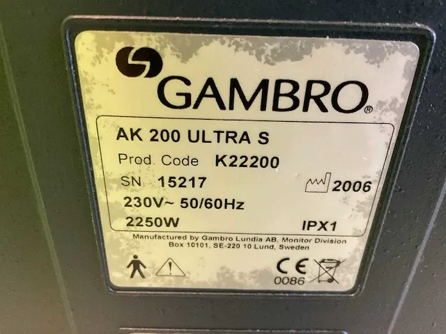 Gambro ak 200 dialyse ultra apparatuur (5x) - afbeelding 80 van  81