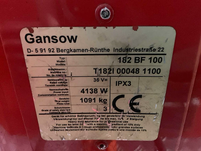 Gansow 182 bf 100 zelfrijdende vloerreiniger - afbeelding 4 van  12