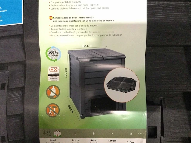 Garantia garten - thermo-wood 600 liter. - 2x compostbak. - afbeelding 3 van  4