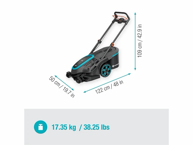 Gardena powermax duo accugrasmaaier, 46/36 v, dubbel lemmet, 2 accu's p4a 4,0 ah - afbeelding 3 van  3