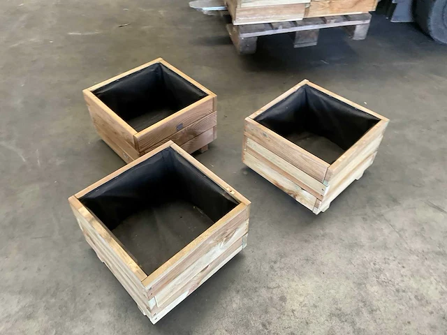 Garlux bloembak geïmpregneerd vuren 40x40x28 cm (3x) - afbeelding 10 van  12