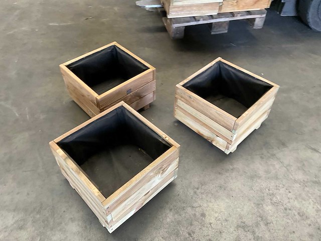 Garlux bloembak geïmpregneerd vuren 40x40x28 cm (3x) - afbeelding 7 van  12