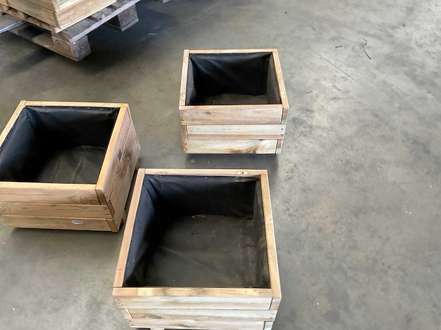 Garlux bloembak geïmpregneerd vuren 40x40x28 cm (3x) - afbeelding 9 van  12