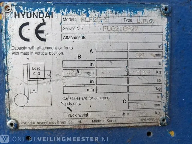 Gas heftruck hyundai, hlf25-5 - afbeelding 3 van  20