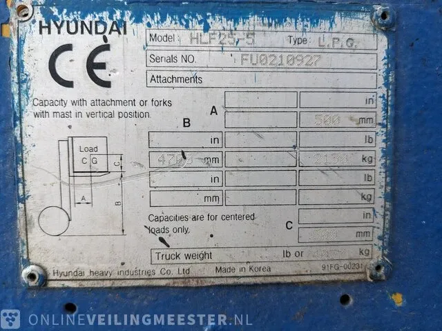 Gas heftruck hyundai, hlf25-5 - afbeelding 4 van  20