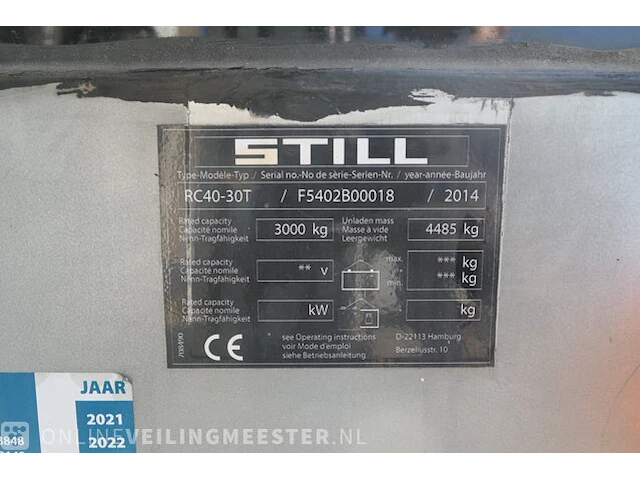 Gas heftruck still, rc40-30t , bouwjaar 2014 - afbeelding 2 van  11
