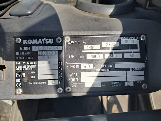 Gas vorkheftruck, komatsu, fg30t-16r, 2008 - afbeelding 35 van  43