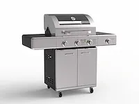 Gasbarbecue 3 branders - rvs met gietijzeren roosters - incl. zijbrander & gietijzeren kookplaat