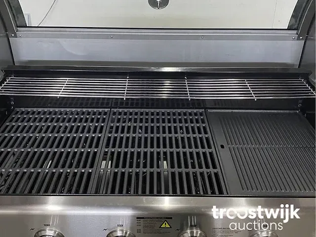 Gasbarbecue 6 branders - rvs met gietijzeren roosters - incl. zijbrander & gietijzeren kookplaat - afbeelding 2 van  3