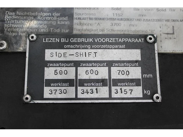 Gasheftruck hyster h4.00xm-5 v.v. sideshift, tweedelige mast en afgelezen urenstand 5827 uur. bouwjaar 2000... - afbeelding 5 van  9