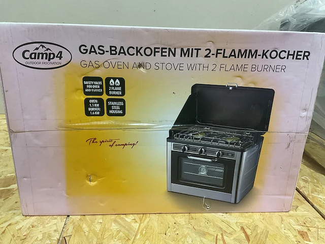 Gasoventje met fornuis camp4, zwart/zilver - afbeelding 2 van  6