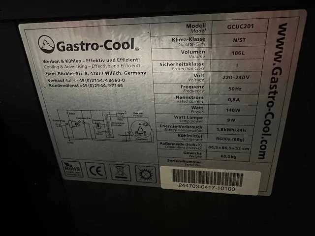 Gastro-cool - gcu-c201 - 2-deurs glasdeurkoelakst - afbeelding 5 van  5