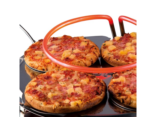 Gastronoma pizza oven voor 4 personen inclusief bakspatels bakplaat en pizzavorm keramiek/grijs - afbeelding 3 van  6