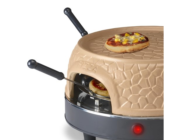 Gastronoma pizza oven voor 4 personen inclusief bakspatels bakplaat en pizzavorm keramiek/grijs - afbeelding 4 van  6