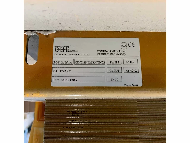Gbt cd.tmn025kctn02 transformer 25kva 240v single phase - afbeelding 1 van  7